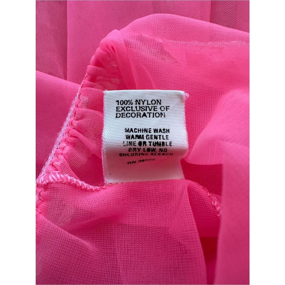 DEENA Sheer Hot Pink Negligee, Nightgown One Size - Picture 8 of 15